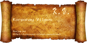 Korponay Vilmos névjegykártya